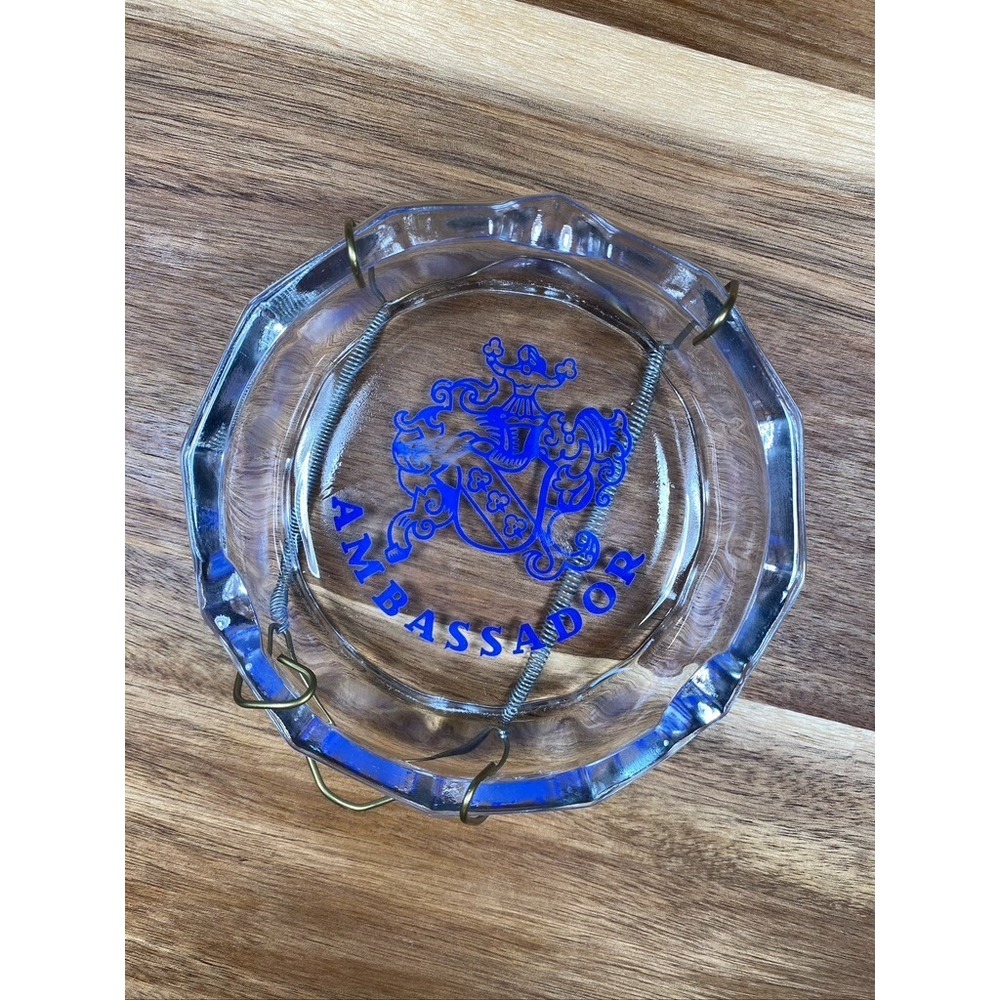 Vintage Ambassador Clear Glass Ashtray Collectible Smoking Accessory Home Decor